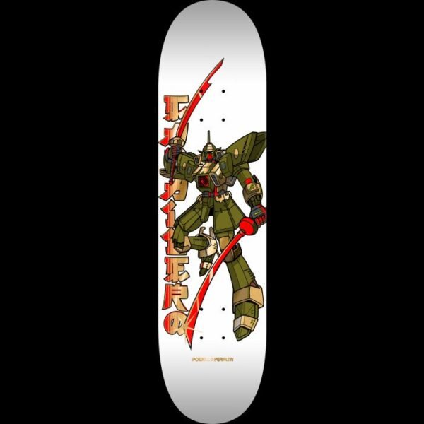 Tabla Powell Peralta Steve Caballero Gundam blanco y dorado, shape 243